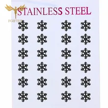 Рождественские серьги, черные серьги-гвоздики в виде снежинок для женщин и девочек, ювелирные изделия из нержавеющей стали, маленький подарок