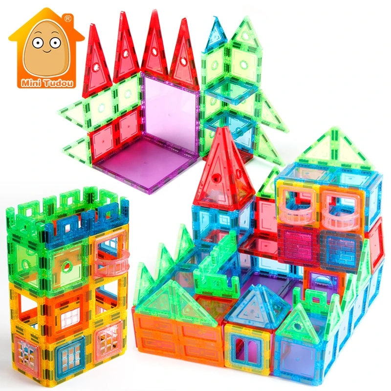 Kopen Mini Tudou Transparante Magnetische Blokken 24 98 stks Tegel Magneet Game Educatief Speelgoed Voor Peuter Baksteen