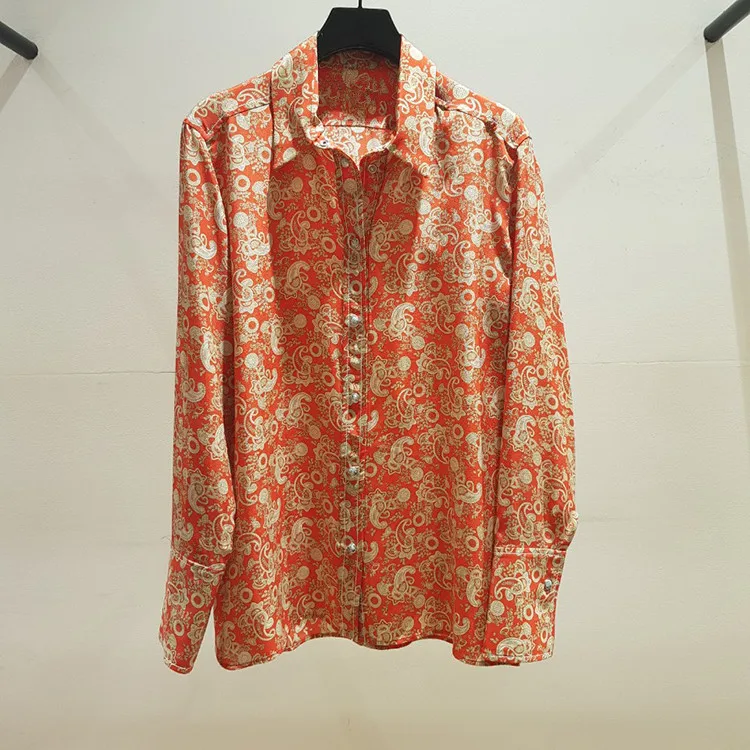 

Fashion women's vintage Shirts New 2019 Autumn long sleeves retro print Shirts A617