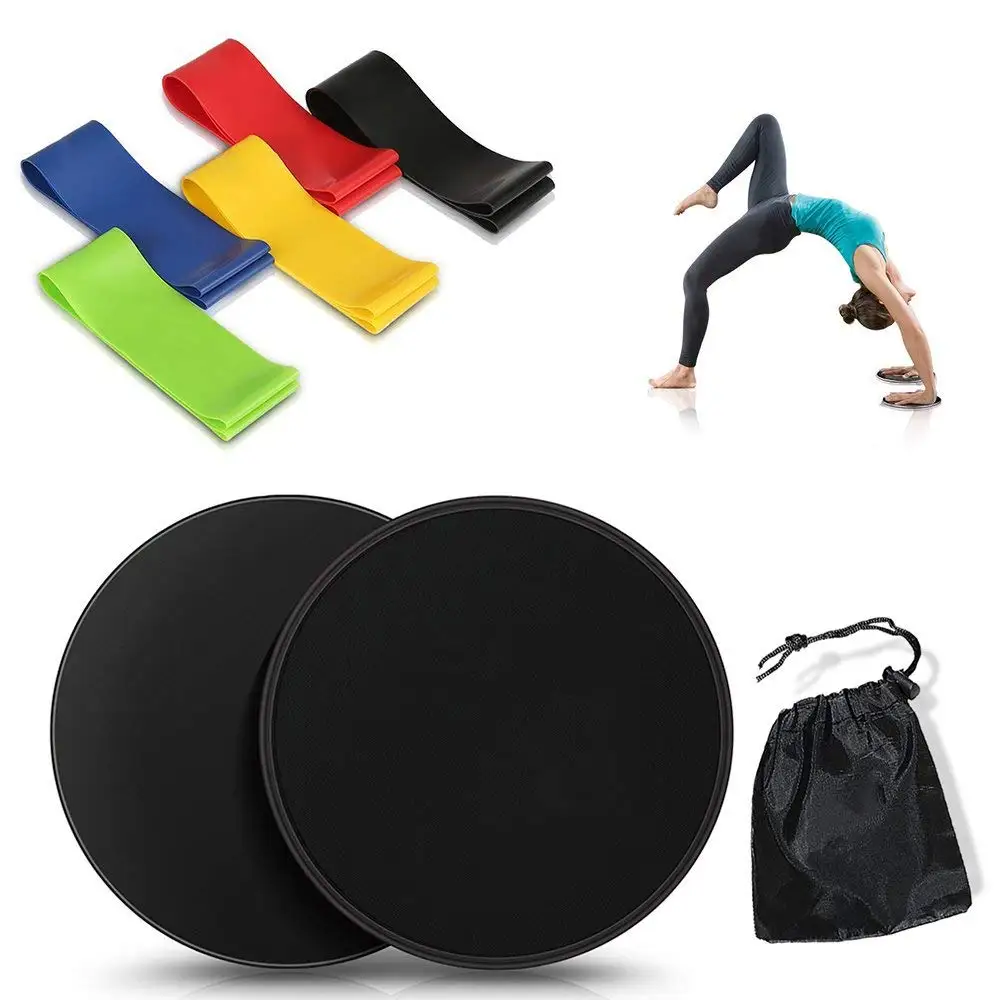 Основные ползунки диски(2) и замкнутый ремень сопротивления(5) Оборудование для упражнений для дома и улицы фитнес тренировки растяжения физиотерапии