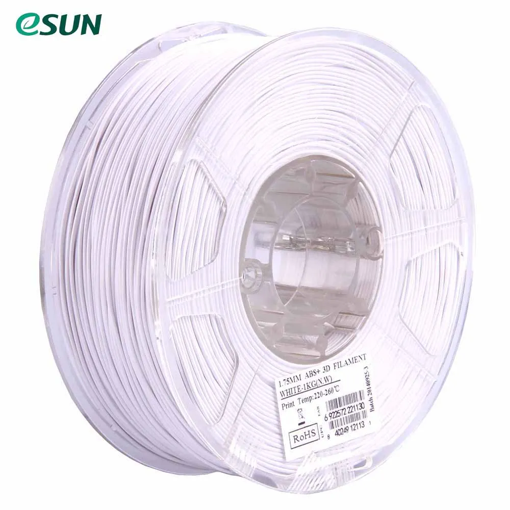 eSUN ABS+ 1.75mm ABS 3D Printer Filament 1kg Spool(2.2lbs) Consumables Material Refills Natural Black White Yellow Red - Цвет: Белый