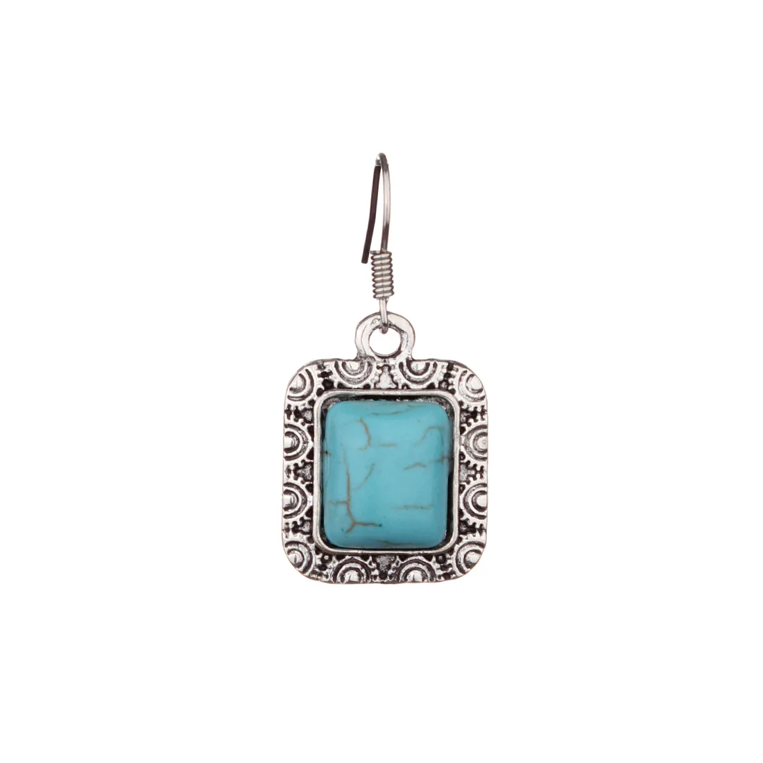 Women earrings retro luxury big square turquoises stone earrings drop for women