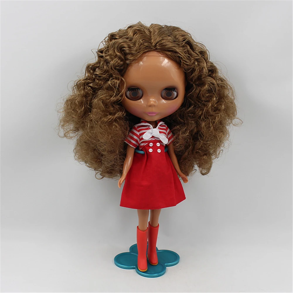 Factory Blyth Doll Nude Doll 230BL0623 Brown Curly Hair Chocolate Skin 4 Colors For Eyes Suitable For DIY