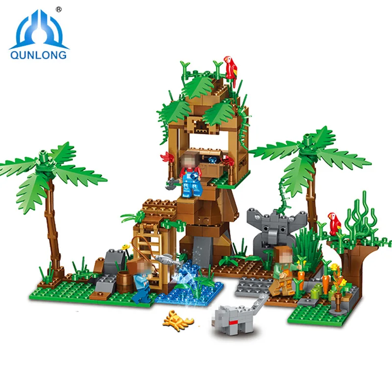 

342pcs My World minecraft Tree House Island Model Building Blocks Compatible LogoIN wild nature life Bricks Toys For Kids Gifts