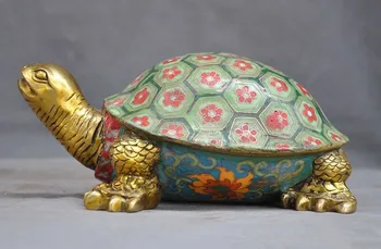 

wedding decoration old China bronze Cloisonne Enamel color Feng shui wealth Turtle tortoise statue