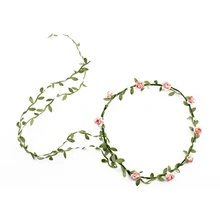 2017 NEW Lady Boho Floral Flower Festival Wedding Garland Forehead Hair Head Band Peach red