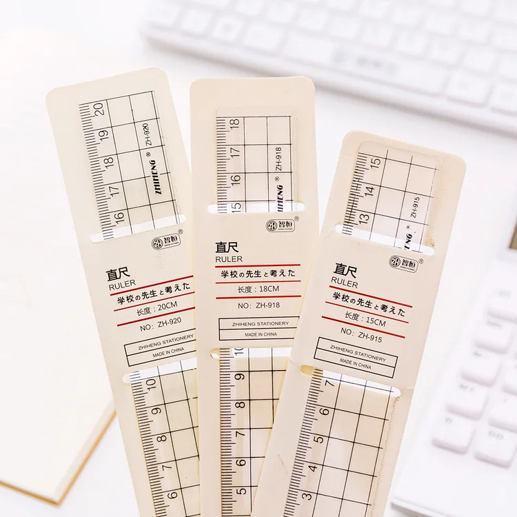 Simple Style Plastic Transparent Ruler 15cm 18cm 20cm Ruler With Scale Learn Stationery   School Drawing Supplies Items