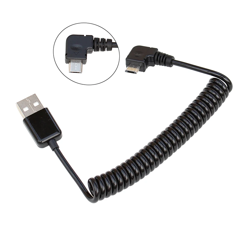 25 см пружинный Спиральный USB 2 0 штекер к Micro кабель для синхронизации данных и