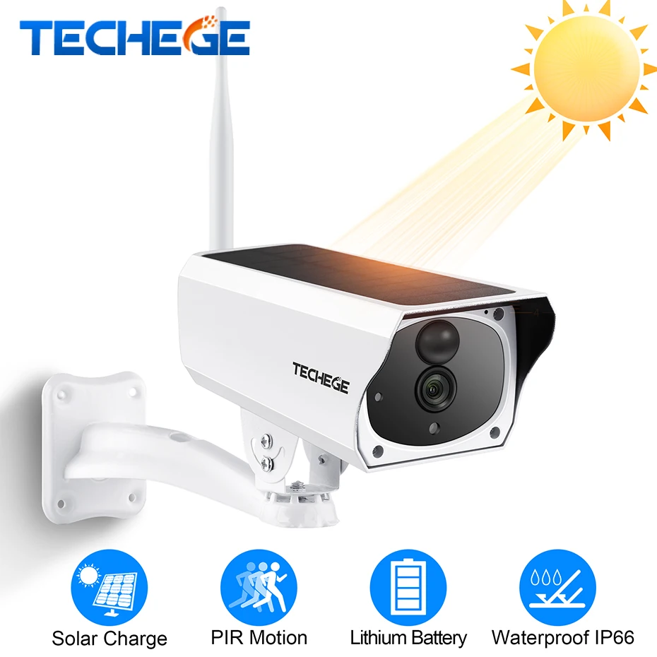 Techege Wi Fi камера на солнечной энергии Беспроводной 1080 P Intercom18650mAh Батарея