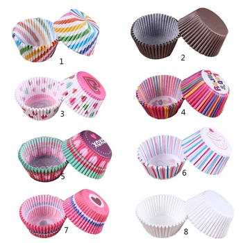 100pcs set Cupcake Paper Cups Colorful Cupcake Liner Baking Muffin Box Cup Case Party Tray Cake