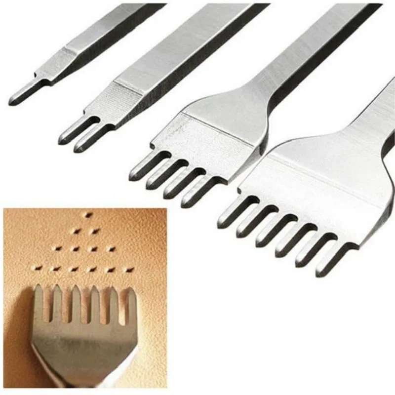 

Hot Hole Punches Leather Craft Tools Stitching Punch Tool 1+2+4+6 prong 4mm