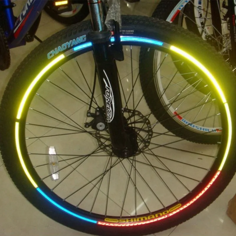 Велосипедный отражатель флуоресцентный MTB велосипедный стикер велосипедный обод колеса светоотражающий стикер s Наклейка аксессуары серебро