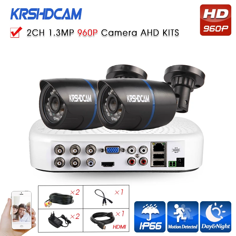 

cctv camera system 1080N XVR and HD 960P AHD Camera 2500TVL plastic outdoor fixed bullet camera System surveillance night Vision