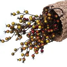 Искусственный цветок Искусственный Красный ягоды остролиста Рождественский Декор жгут для проводов Гирлянда Венок поддельные фрукты Декор Свадебная вечеринка Декор