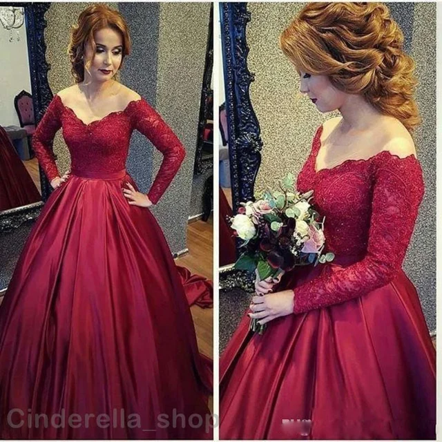 2017 Arabic Vintage Lace Prom Dresses Long Sleeve Burgundy V Neck A 2017 Arabic Vintage Lace Prom Dresses Long Sleeve Burgundy V Neck A Line Plus