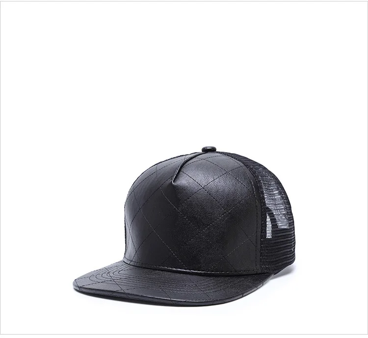 Высококачественная летняя кожаная хип-хоп шляпа для мужчин и женщин сетчатая Кепка дышащая черная