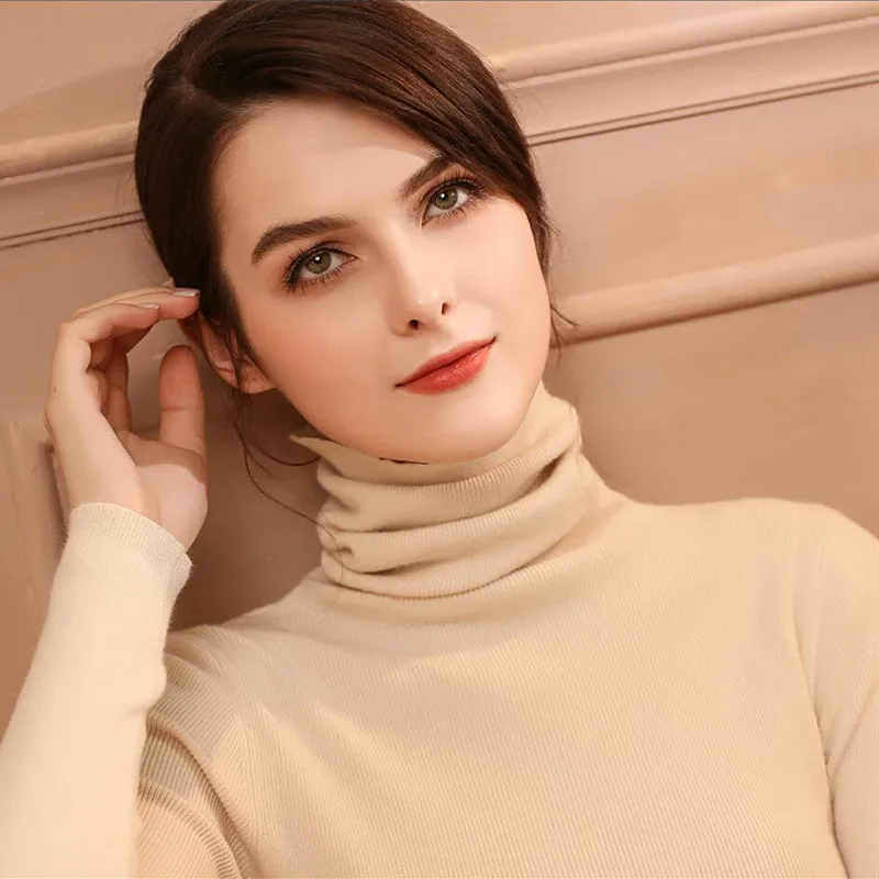 

BARESKIY High collar cashmere sweater female short section Slim bottoming shirt sweater 2019 spring new pullover sweater