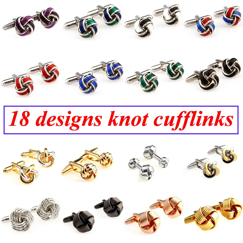 18 Designs Enamel Rose Gold Metal Knots Cufflink Cuff Link 1 Pair Free