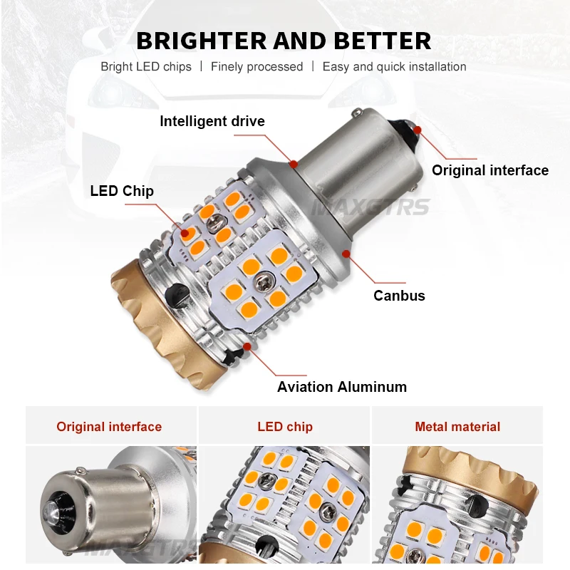 2x1156 7440 3156 BA15S BAU15S P21W PY21W светодиодный светильник лампы S25 Canbus Error Free желтый поворотники светильник Нет Hyper флэш-памяти