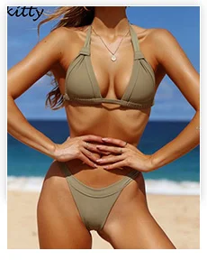 2019 Women Micro Bikini set Push Up Swimwear Solid Beach Bathing Suit Brazilian Thong Swimsuit For Girls Bikini Swim Suit Femme