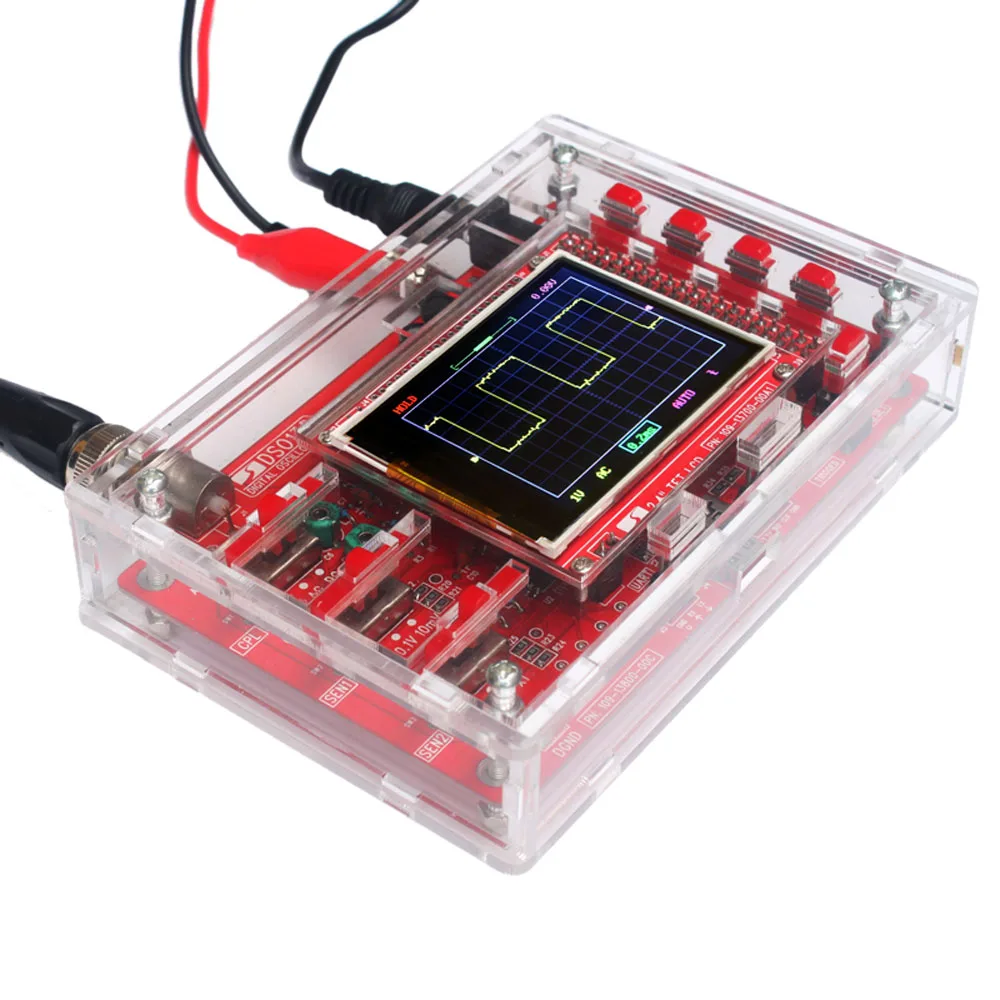 

DSO138 2.4" TFT Handheld Pocket-size Digital Oscilloscope Kit DIY Parts + Acrylic DIY Case Cover Shell for DSO138