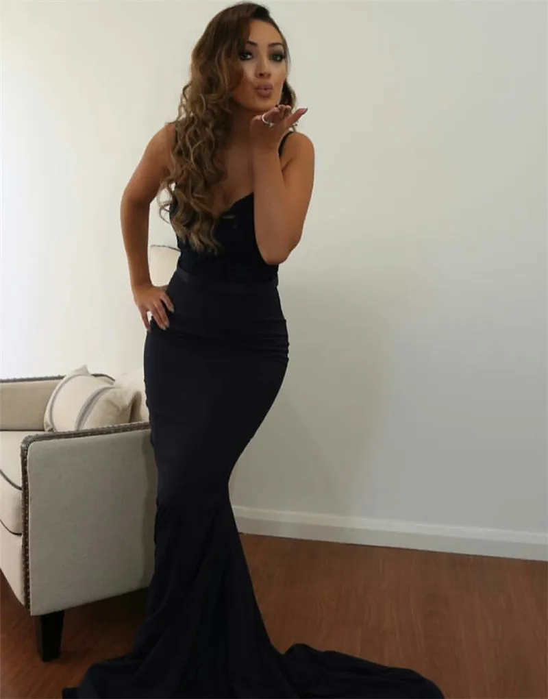 Simple Black Spaghetti Strap Dress