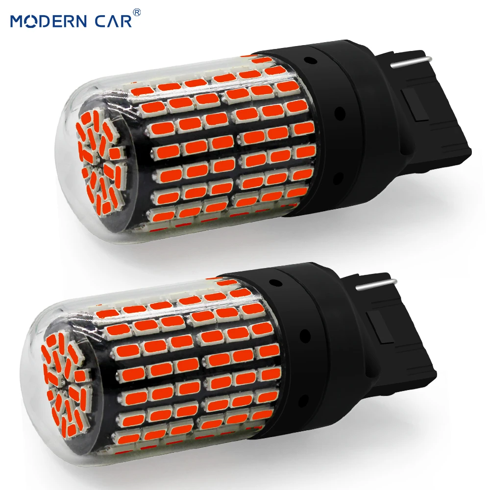 Современный автомобильный T20 7440 W21W светодиодный лампы 3014 144smd светодиодный CanBus 1156 BA15S P21W BAU15S PY21W светодиодный светильник для автомобилей сигнала поворота светильник желтый