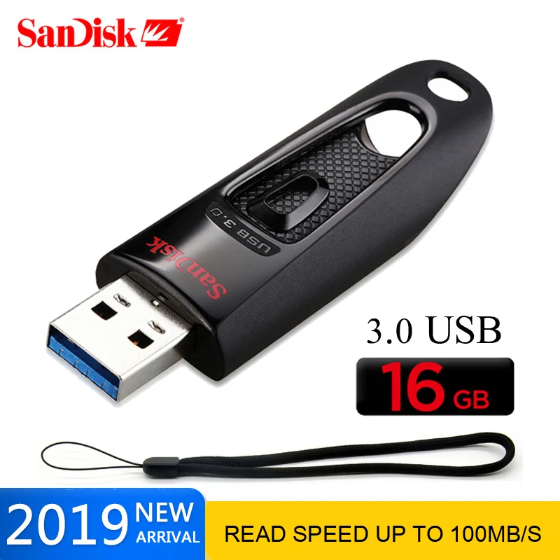 Двойной Флеш-накопитель SanDisk CZ48 USB флэш-накопитель 16 Гб оперативной памяти, 32 Гб встроенной памяти, 64 ГБ флэш-накопитель Высокая скорость передачи данных до 100 МБ/с. 128 cle usb 256 ГБ usb флэш-память 3,0 флеш-накопитель u-диск