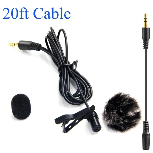 Lavalier отворот микрофон LVM3 с зажимом и муфта для лобового стекла iPhone iPad DSLR камера