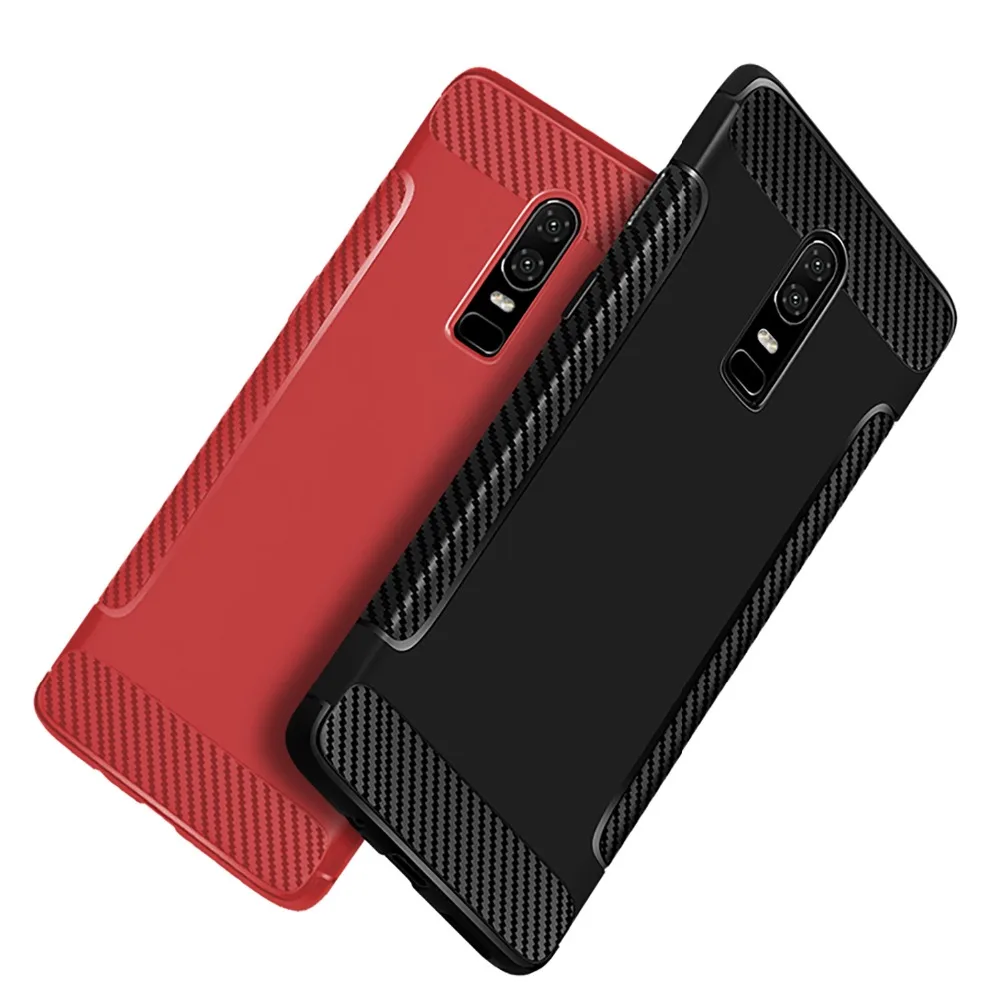 cheap Shockproof Phone Case For Oneplus 6 Oneplus6 One Plus 6 Carbon Fiber TPU Phone Case Cover For Oneplus 6 Fundas Cases Capa
