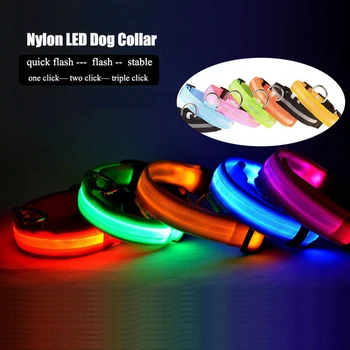 

Dog Collar LED Dogs Luminous Fluorescent Collars for Small Large Dogs Halloween Costums Collar Chihuahua Adjustable Nylon Collar