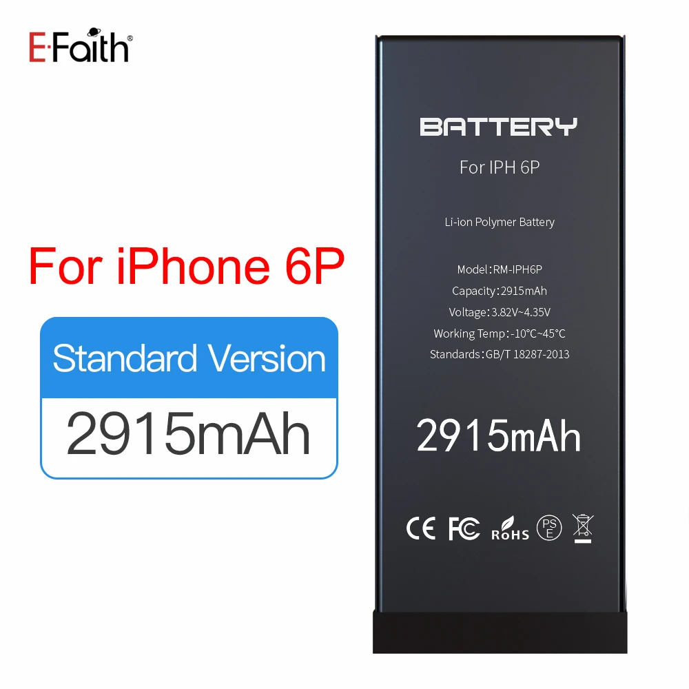 

High Quality 50PCS/Lot E-Faith Lithium Battery For Apple iPhone 6P 6Plus Internal Replacement Batteries 2915mAh Wholesale