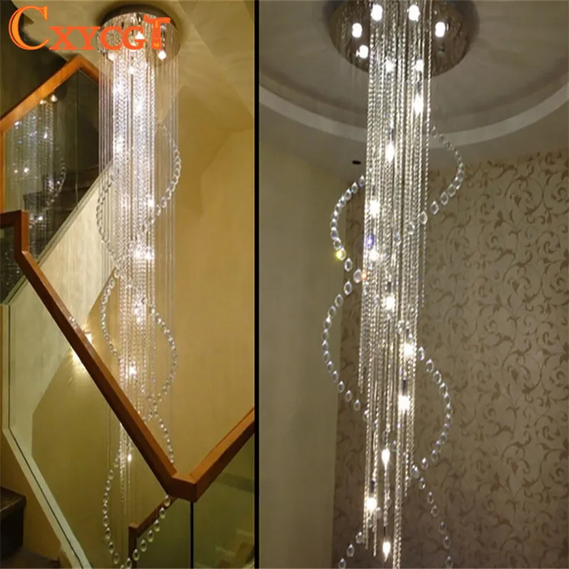 Светодиодный светильник-люстра с кристаллами K9, подвесной светильник для лестниц, светильник для гостиничного проекта, роскошный подвесной светильник