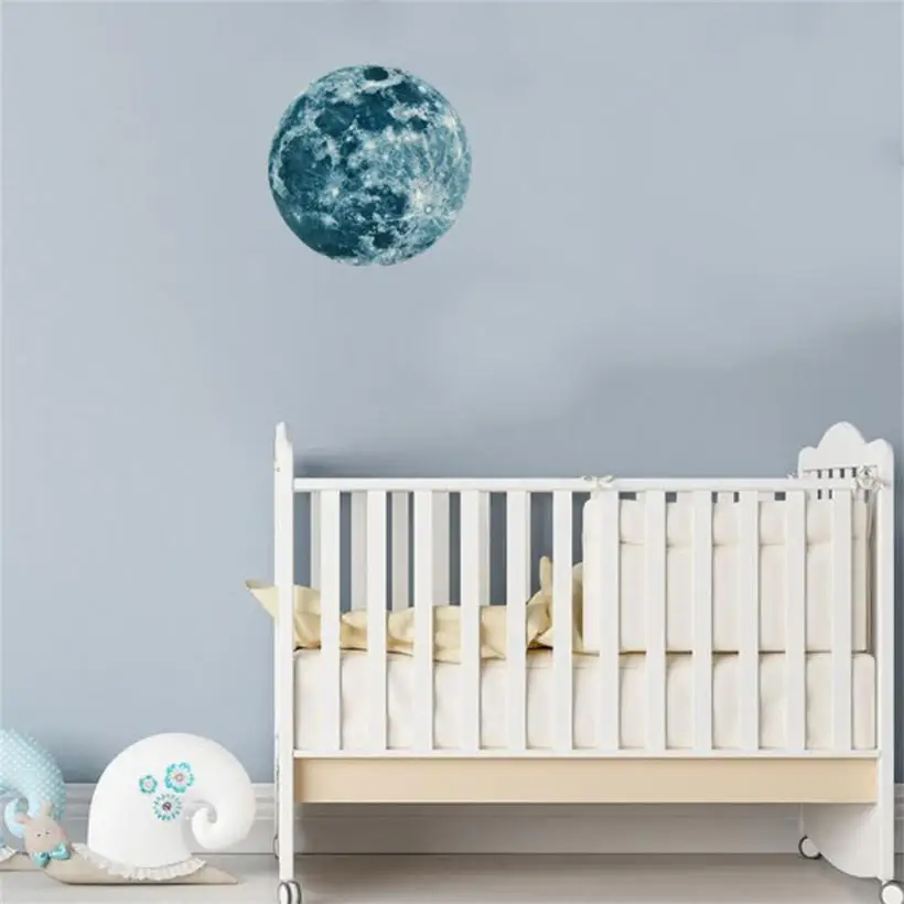 Home Decor 20 см 3D большой луна люминесцентные стены Стикеры съемный светятся в темноте Стикеры стены Стикеры дома деко зеркало JU23