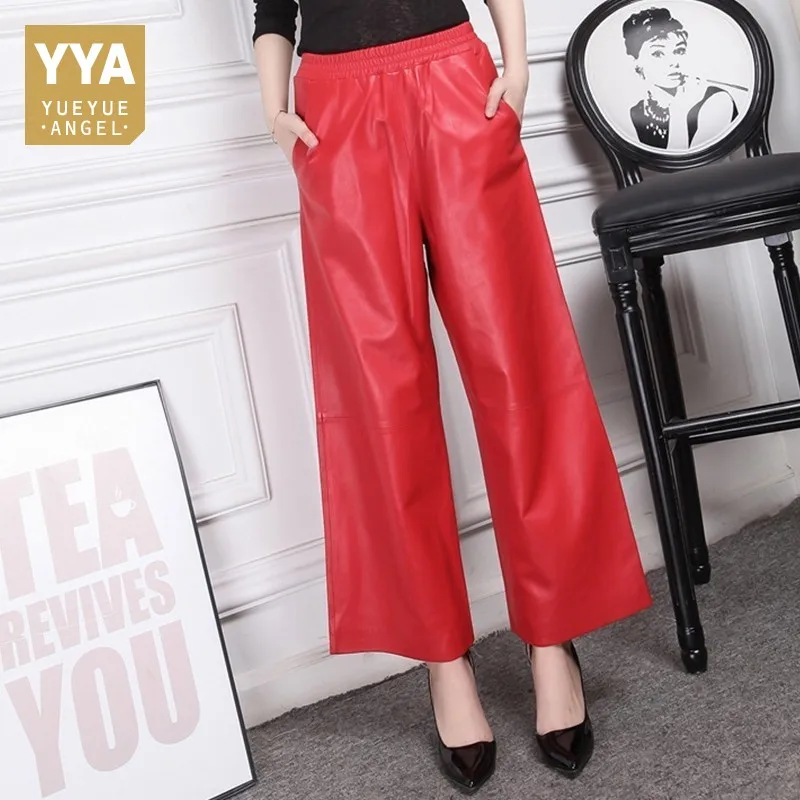 Hot 2020 Rood Zwart Lederen Broek Vrouwelijke 100% Schapenvacht Broek Kantoor Dame Losse Hoge Taille Wijde Pijpen Broek Vrouwen Grote size 4XL Hot 2020 Rood Zwart Lederen Broek Vrouwelijke 100% Schapenvacht Broek Kantoor Dame Losse Hoge Taille Wijde Pijpen Broek Vrouwen Grote size 4XL