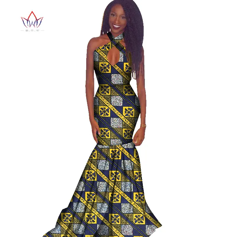 Традиционная африканская одежда летние женские платья без рукавов Макси платье Дашики женское вечернее платье Женская африканская одежда WY1215