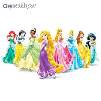 

ColorWhisper Daimond Painting Full Square/ Round Cartoon Princess Picture Diamond Painting Rhinestone Cross Stitch Mosaic 844DP