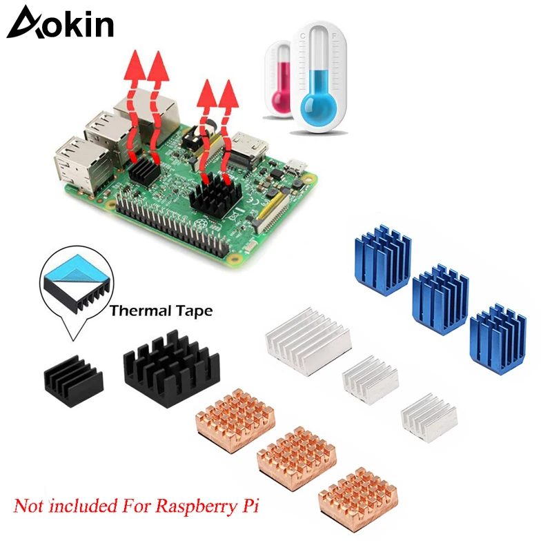 For Raspberry Pi 3 Model B + Plus Heat Sink Copper Aluminum Heatsink