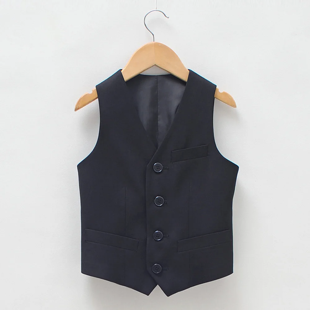 Black Waistcoat Kids Formal Vest England Style Gentle Boys Wedding