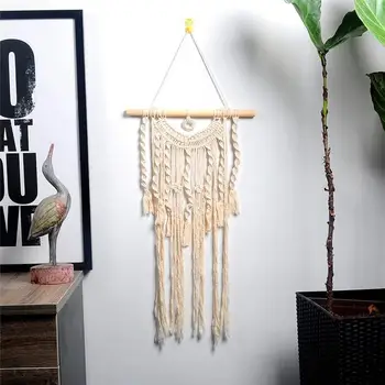 

Handmade Hanging Decorations Wall Car Decoration Ornament Gift Cotton Beige Tapestry Art Pendant Korean Tapestries Home Decor