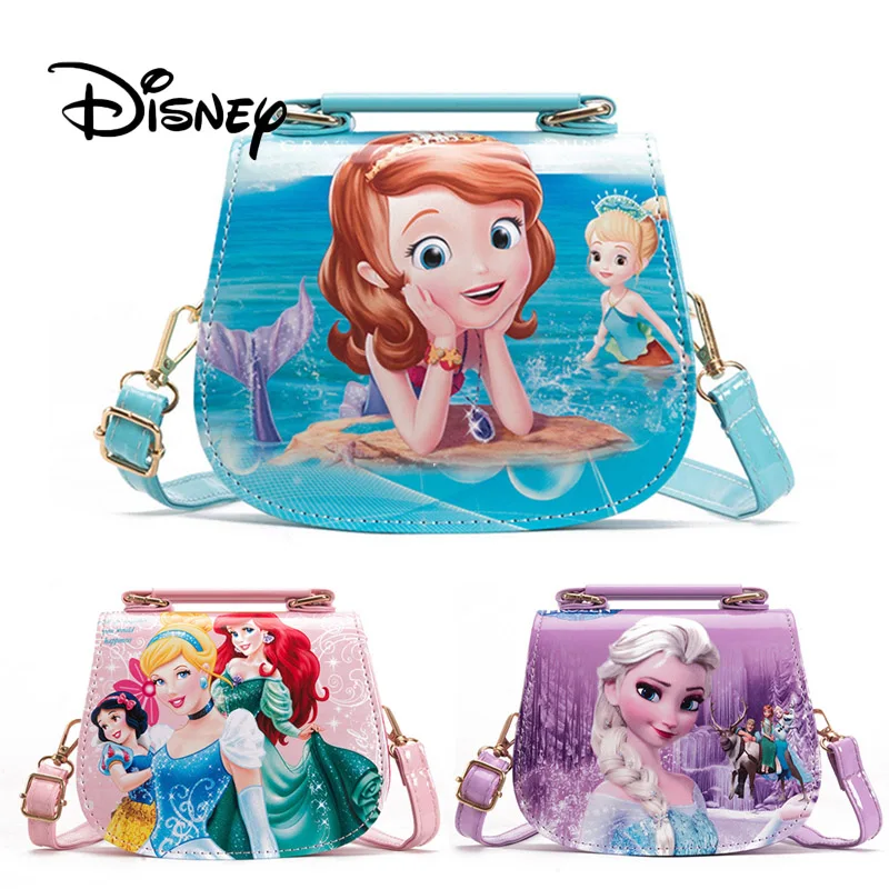 

Disney Frozen Elsa Anna Sophia Cartoon Princess Kindergarten Girl Backpack Shoulder Bag Small Diagonal PU Children Cute Toy Bags