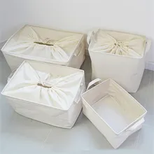 FullLove Linnen Beige Gestreepte Trekkoord Opslag Mand voor Vuile Kleren Speelgoed Boeken Cosmetische Organizer Home Storage Organisatie(China)