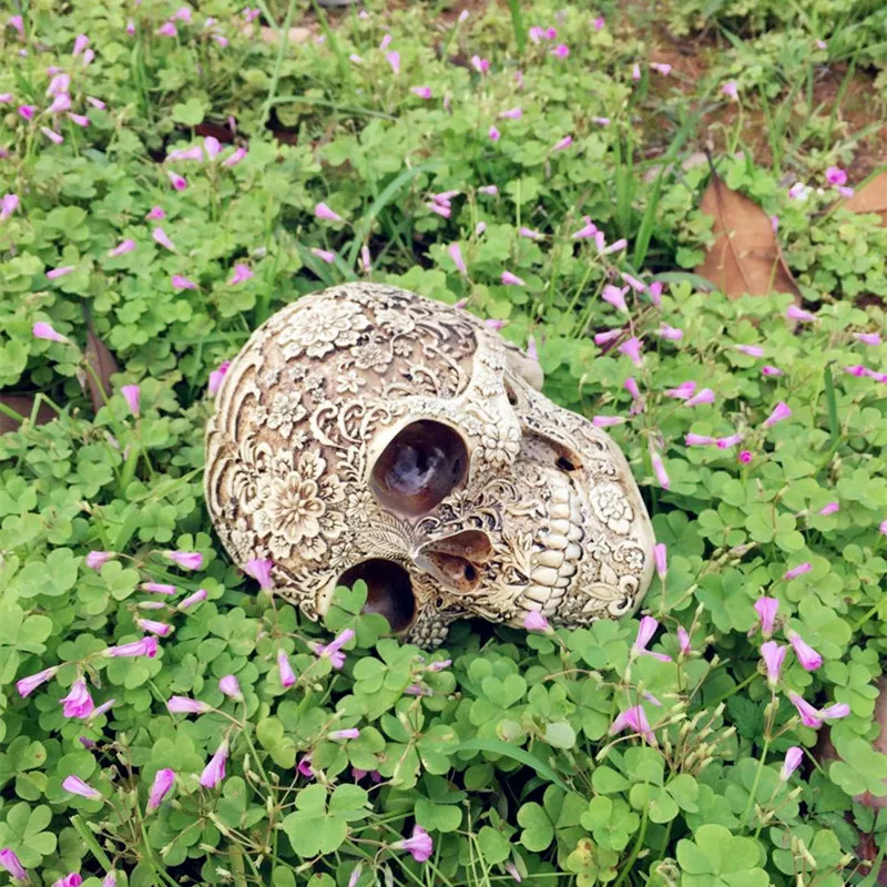 BUF resina artesanía cráneo estatuas y estatuas de jardín estatuas escultura calavera adornos Arte Creativo tallado estatua