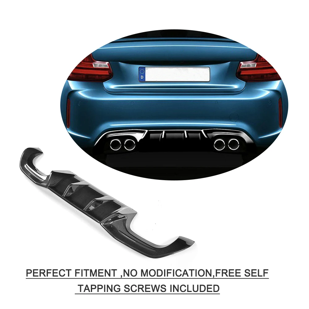  Carbon Fiber Big Fins Auto Rear Diffuser Lip Spoiler For BMW F87 M2 Base Coupe 2 Door 2016-2017