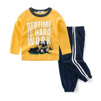 

2020 Autumn Boys Clothes 2 3 4 5 6 7 8 Years Excavators Cars Cartoon Kids T shirt and Pants Set Baby Kids Boys Set Children
