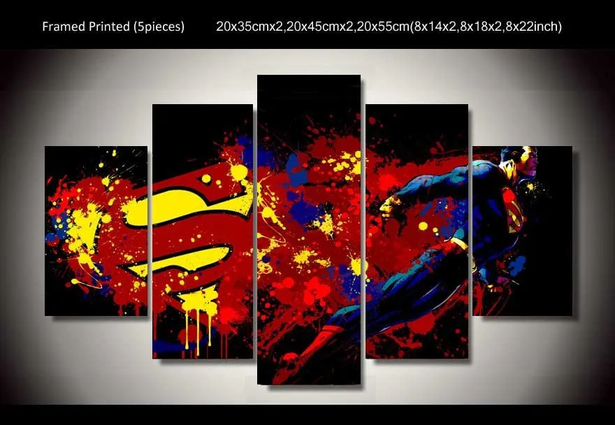 Superman art print poster canvas decoration 5 pieces
