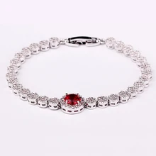 HIBRIDE JEWELRY Brand Luxury Red/White/Blue Cubic Zirconia Bracelets/High Quality Gold Color Wedding Bracelets For Gifts B-44