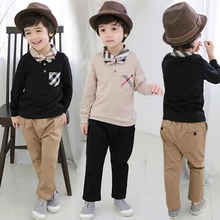 2pcs 2016 Baby Boys clothes Full sleeved shirt + Leisre Pants Spring Autumn Tracksuits Clothing set for 3~7 years old childern