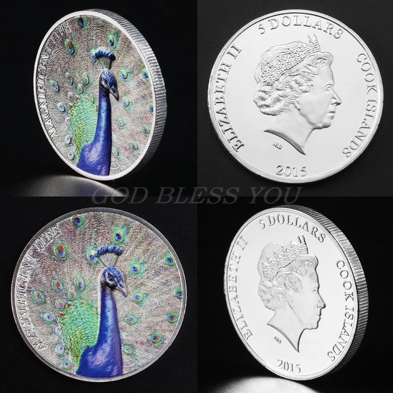 Павлин елизания II памятный значок двухсторонний тисненый сувенир с покрытием коллекция монет подарок на год