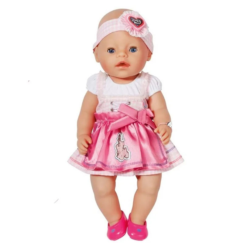 

43cm Baby Born Zapf Creation Original Pink Dress And Headband Zapf Interactive Baby Doll Accessories Children Best Gift